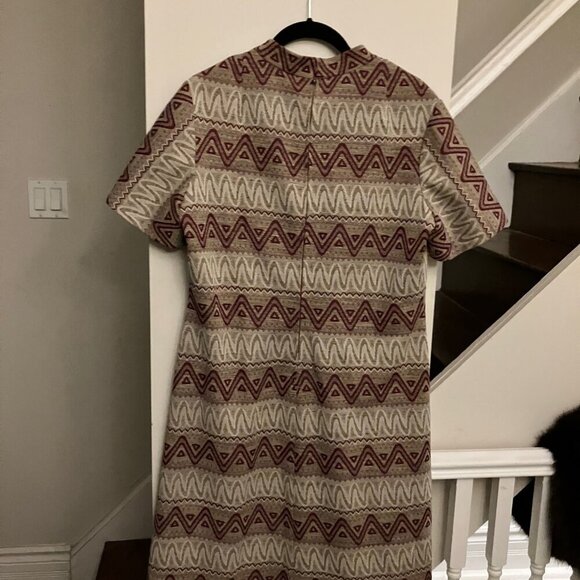 Vintage Zigzag Earthtones Dress - Picture 6 of 7